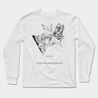 David of Michelangelo with butterfly and leaves - be patient Long Sleeve T-Shirt